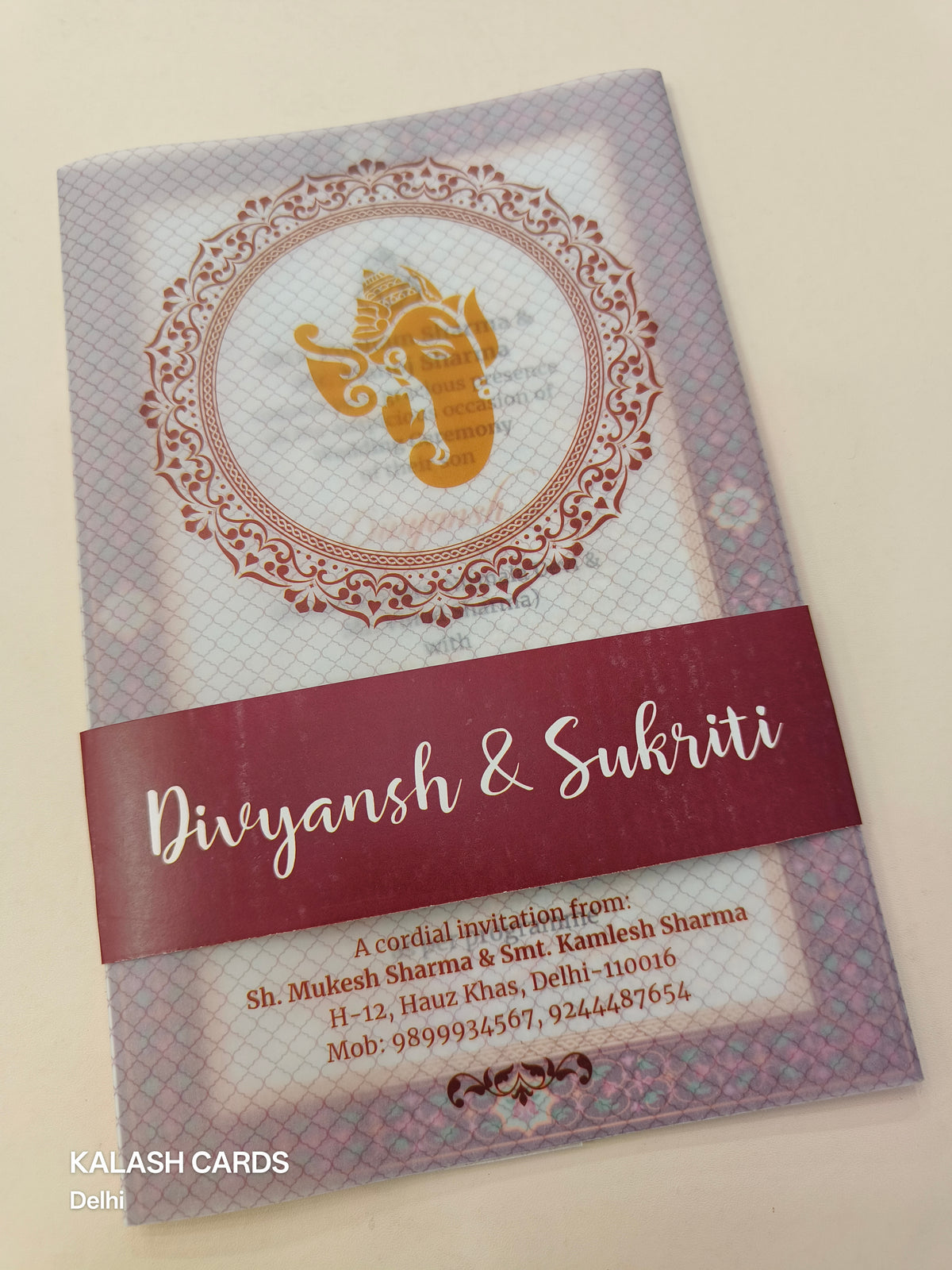 KL2123 Translucent Cover Luxury Wedding Card (2 Page)-Kalash Cards