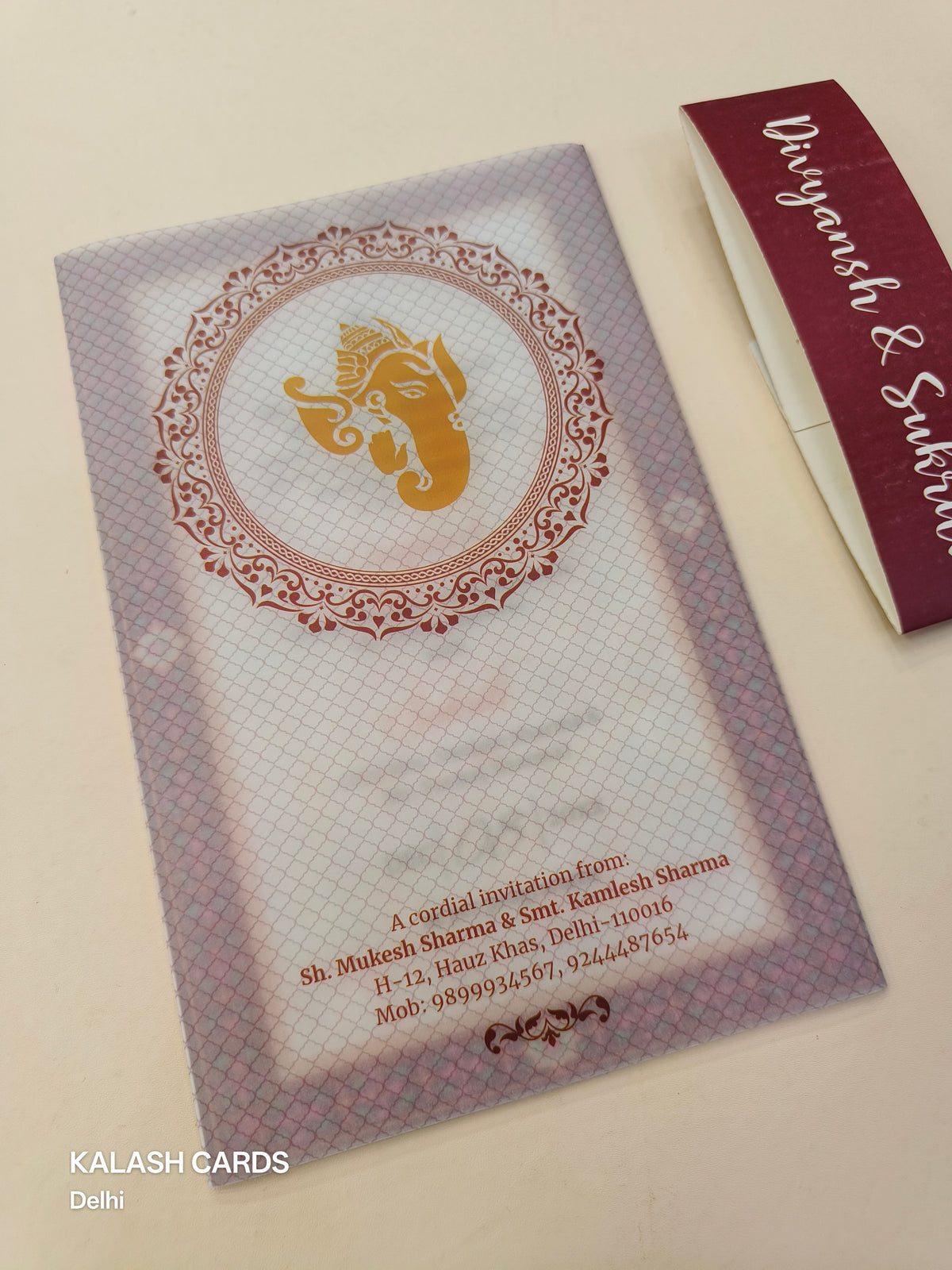 KL2123 Translucent Cover Luxury Wedding Card (2 Page)-Kalash Cards