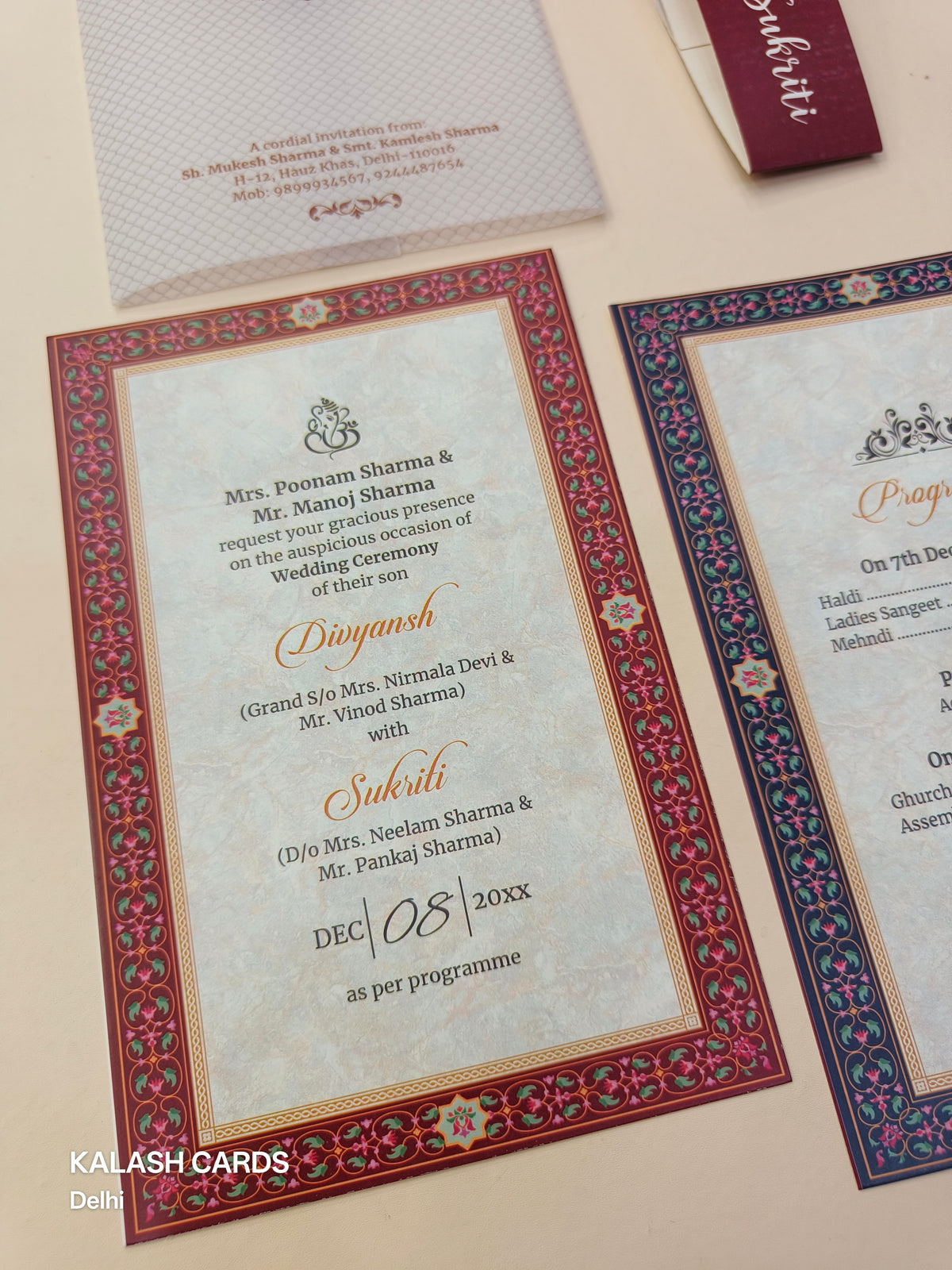 KL2123 Translucent Cover Luxury Wedding Card (2 Page)-Kalash Cards