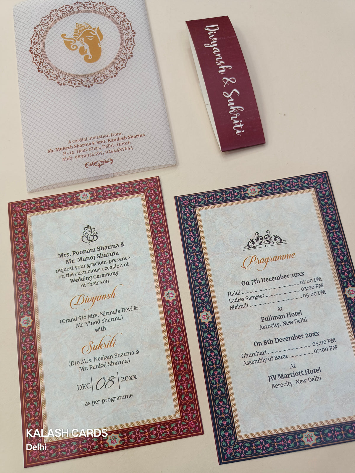 KL2123 Translucent Cover Luxury Wedding Card (2 Page)-Kalash Cards