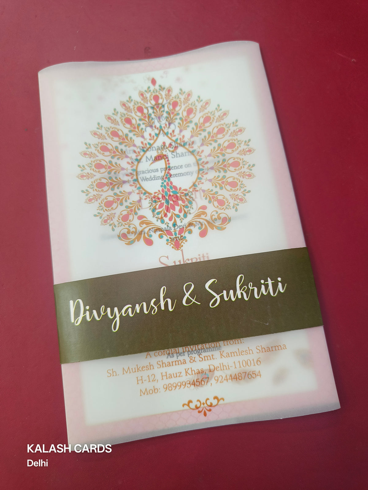 KL2124 Translucent Cover Luxury Wedding Card (2 Page)-Kalash Cards
