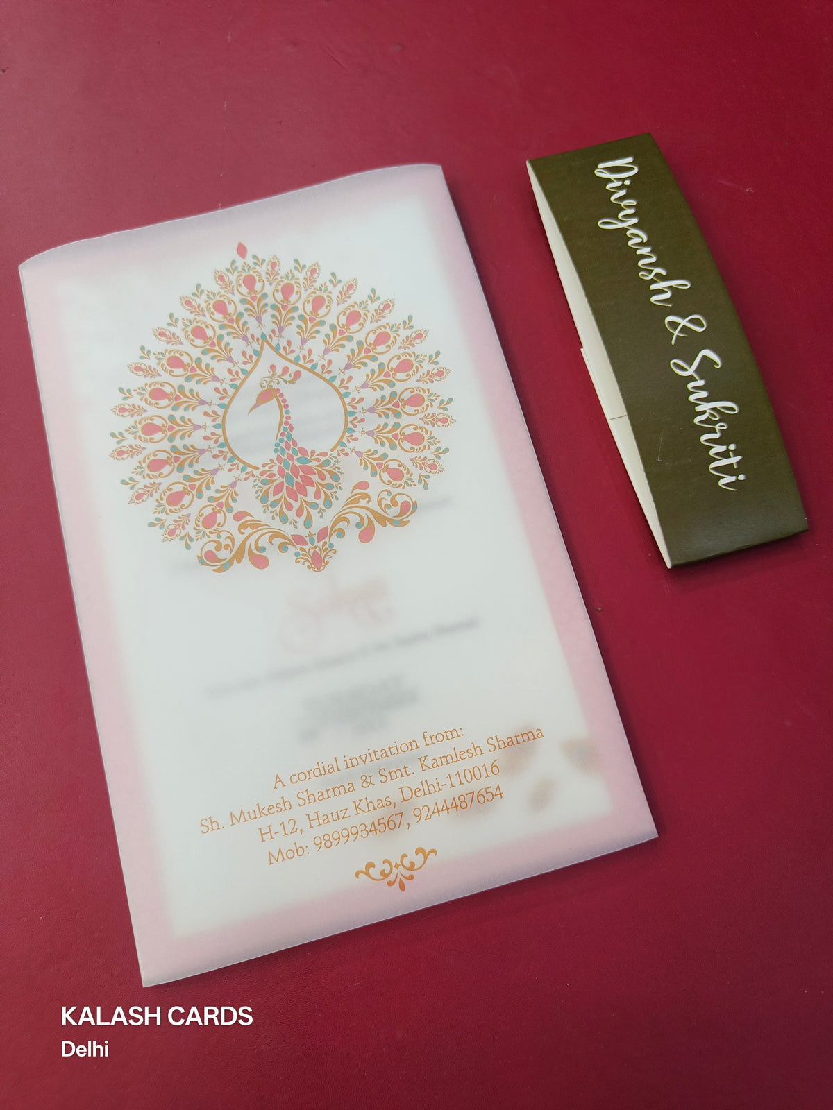 KL2124 Translucent Cover Luxury Wedding Card (2 Page)-Kalash Cards