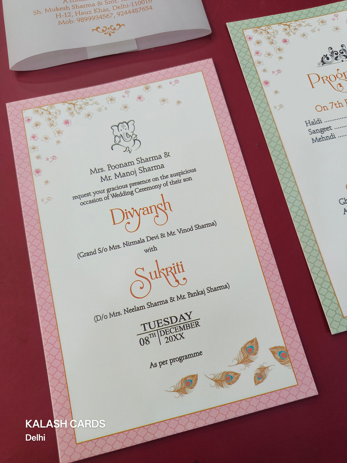 KL2124 Translucent Cover Luxury Wedding Card (2 Page)-Kalash Cards