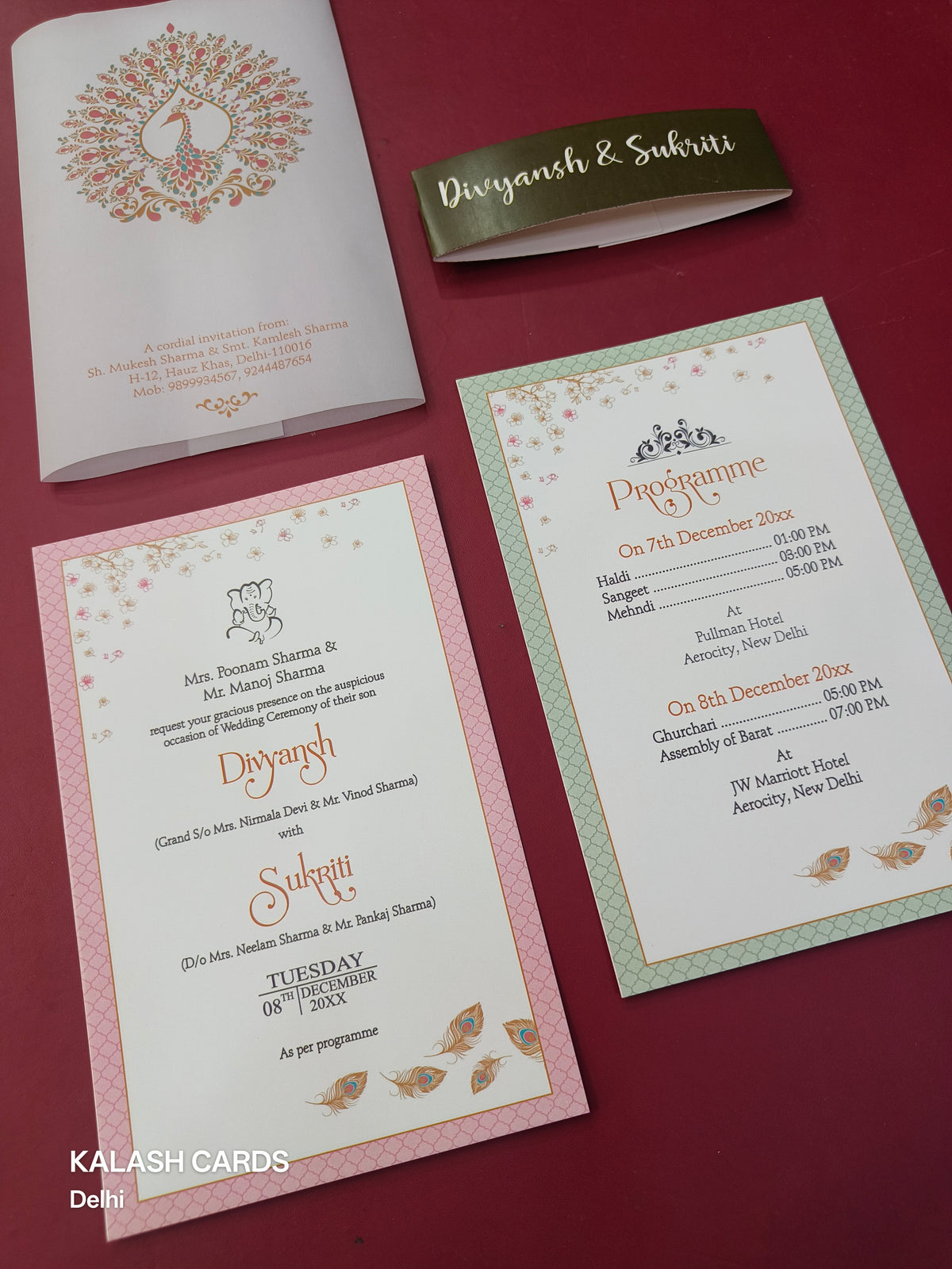 KL2124 Translucent Cover Luxury Wedding Card (2 Page)-Kalash Cards
