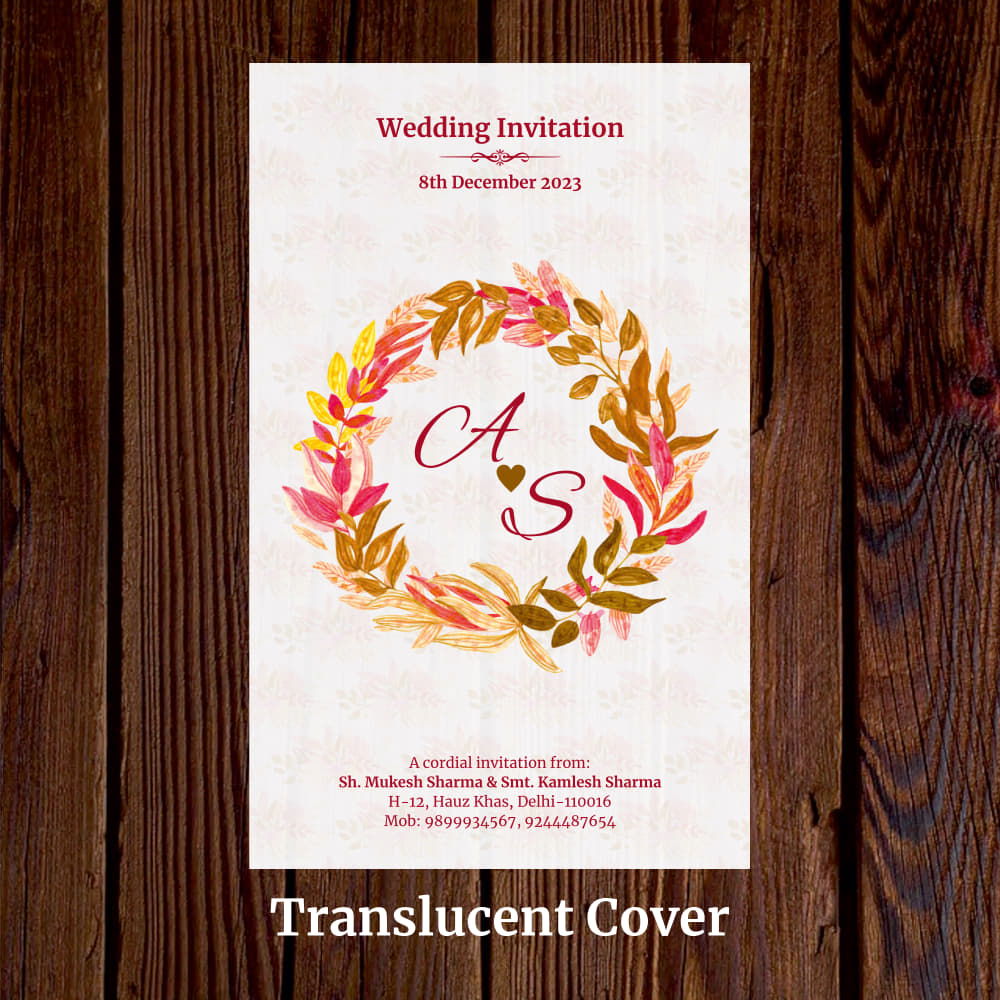 KL2125 Translucent Cover Luxury Wedding Card - Kalash Cards