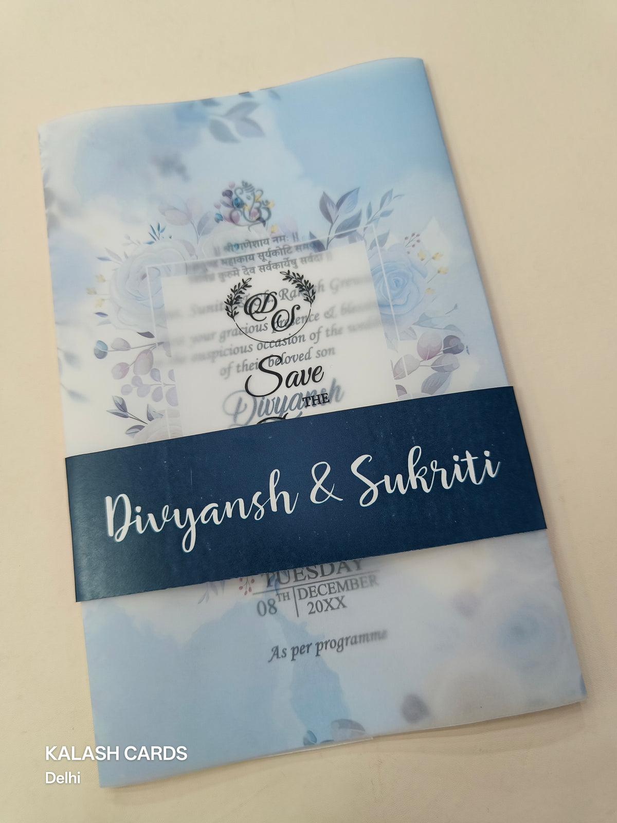 KL2126 Translucent Cover Luxury Wedding Card (2 Page)-Kalash Cards
