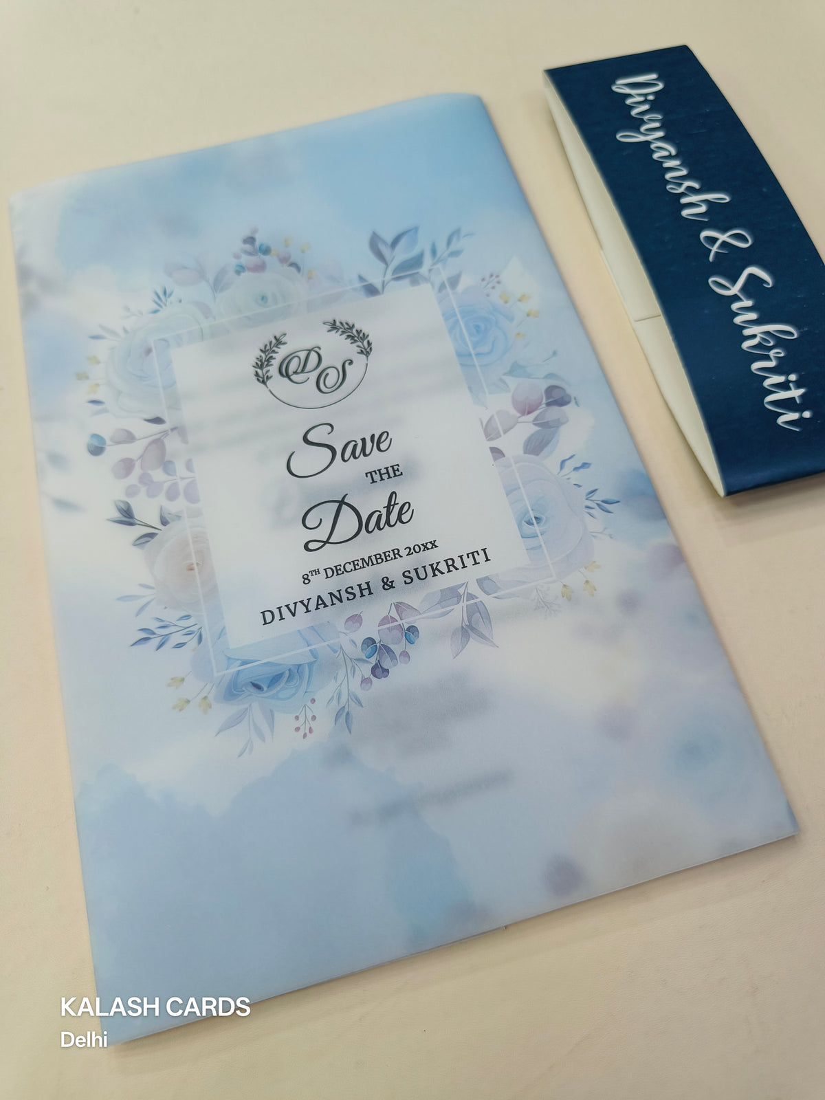 KL2126 Translucent Cover Luxury Wedding Card (2 Page)-Kalash Cards