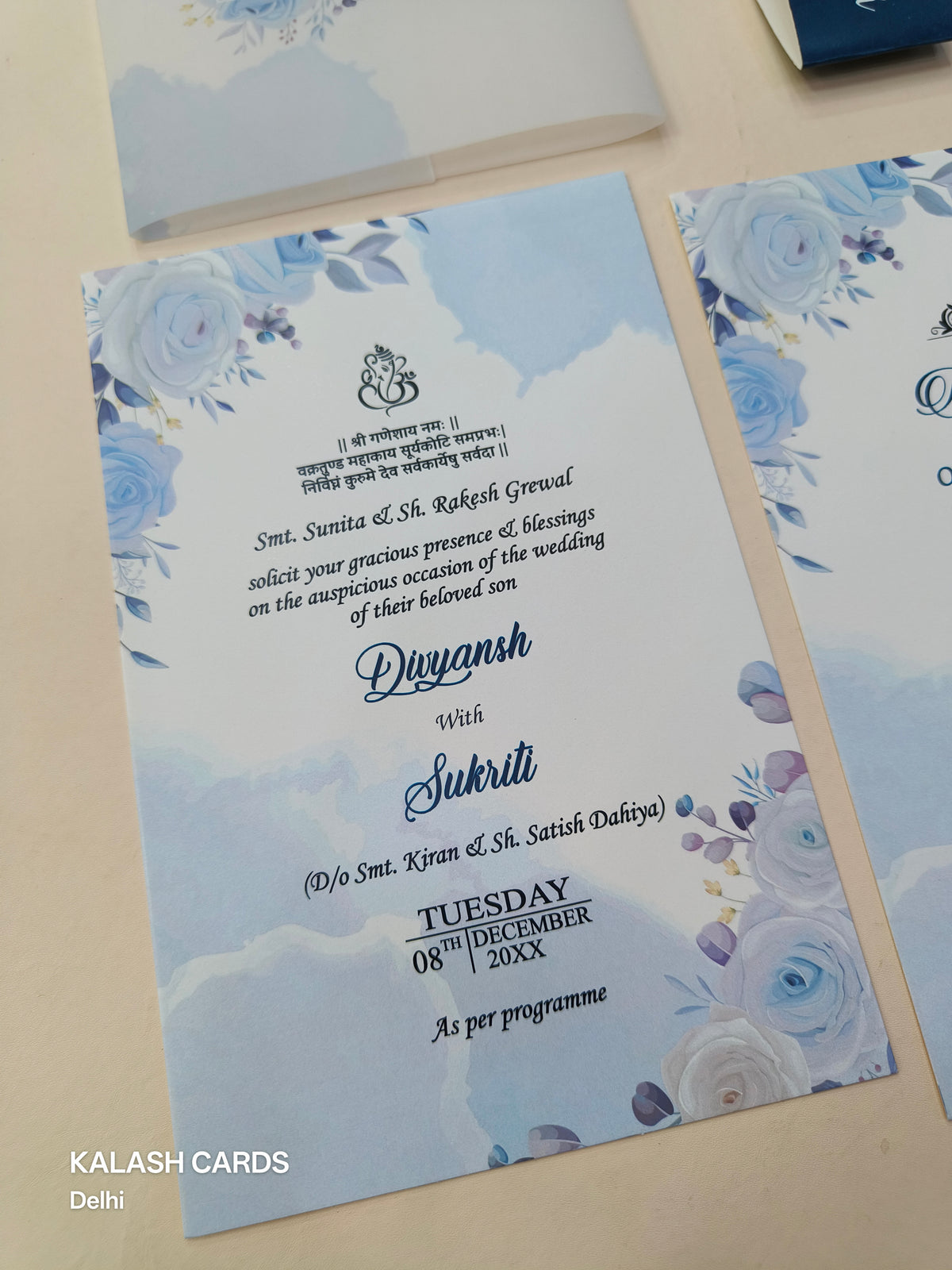 KL2126 Translucent Cover Luxury Wedding Card (2 Page)-Kalash Cards