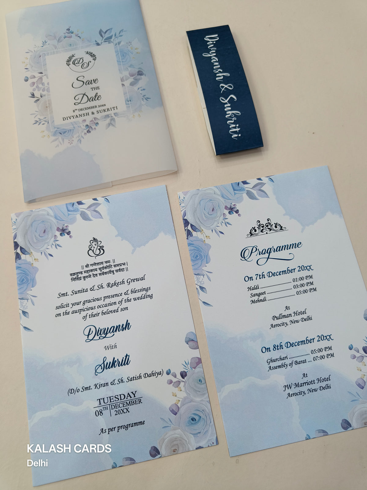 KL2126 Translucent Cover Luxury Wedding Card (2 Page)-Kalash Cards