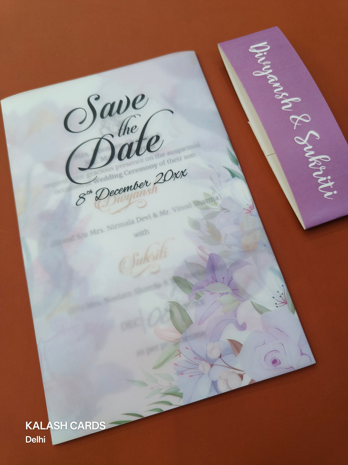 KL2127 Translucent Cover Luxury Wedding Card (2 Page)-Kalash Cards
