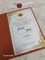 KL2133 Minimal Floral Design Wedding Card with Flower Seal and Band (1 Page)-Kalash Cards