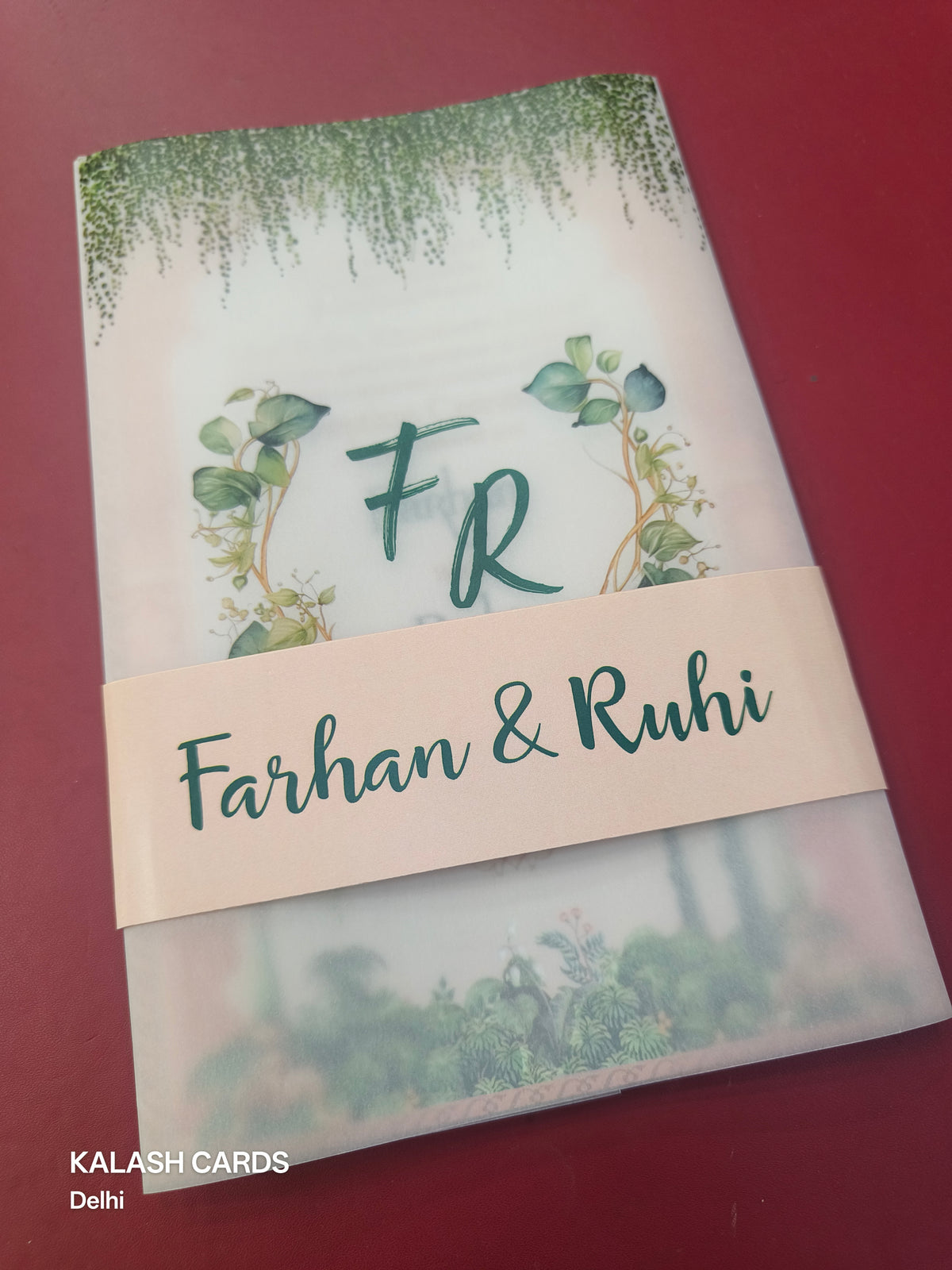 KL2134 Translucent Cover Luxury Wedding Card (2 Page)-Kalash Cards