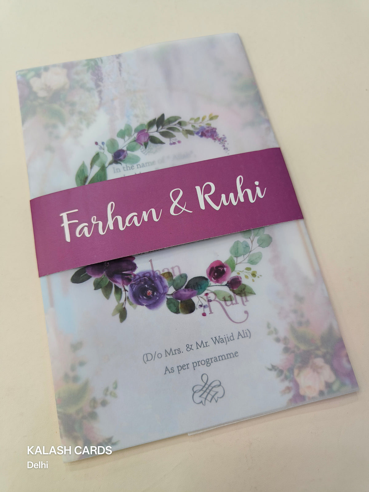 KL2140 Translucent Cover Luxury Wedding Card (2 Page)-Kalash Cards