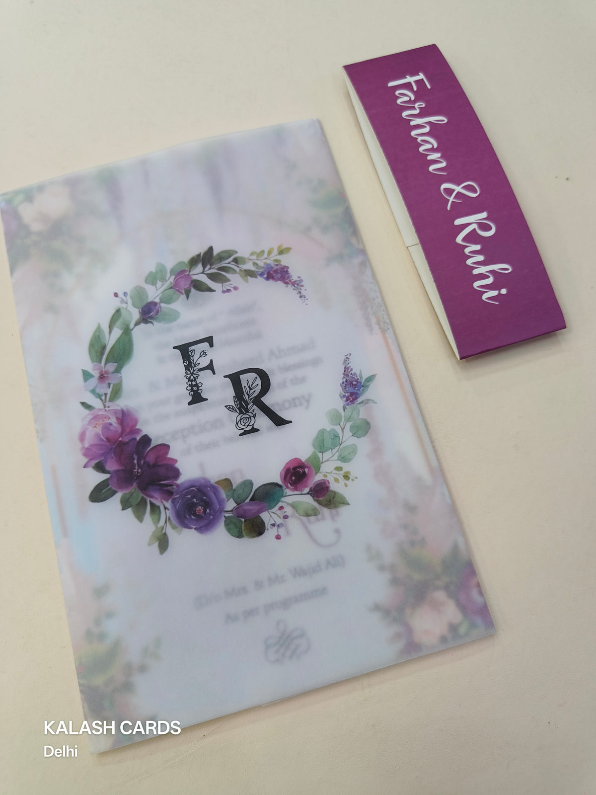 KL2140 Translucent Cover Luxury Wedding Card (2 Page)-Kalash Cards