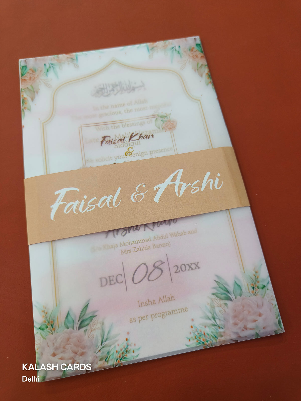 KL2148 Translucent Cover Luxury Wedding Card (2 Page)-Kalash Cards