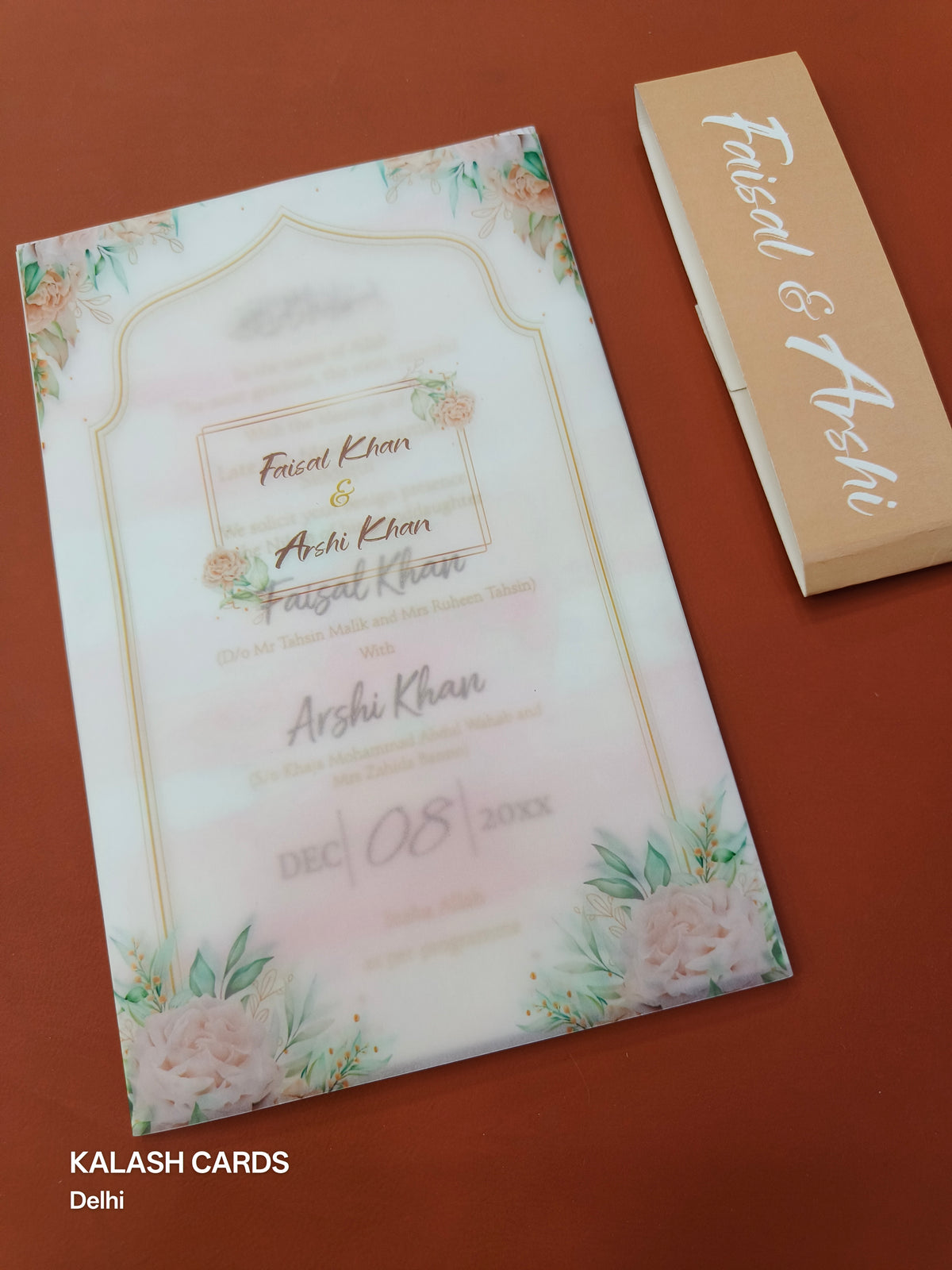 KL2148 Translucent Cover Luxury Wedding Card (2 Page)-Kalash Cards