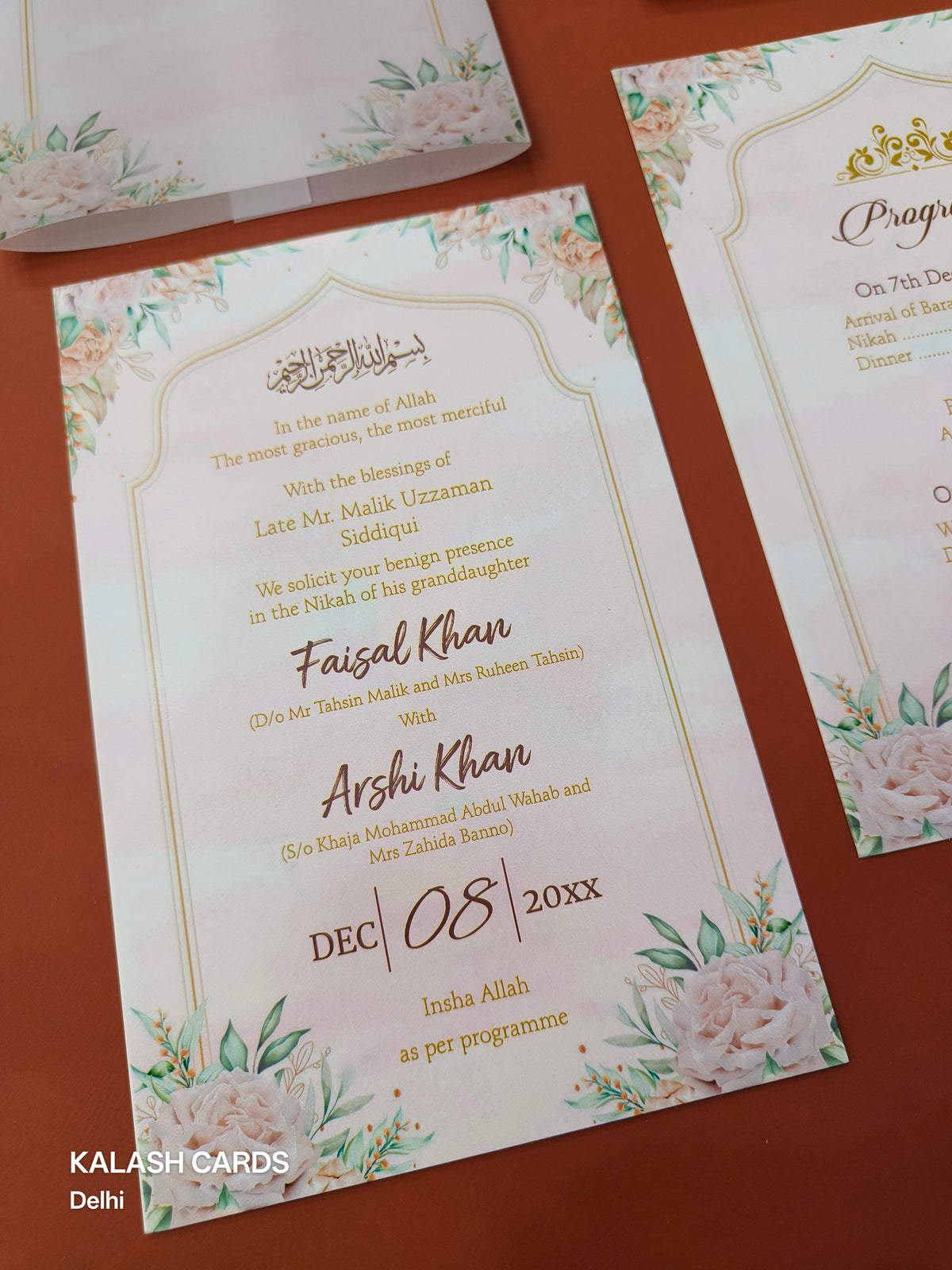 KL2148 Translucent Cover Luxury Wedding Card (2 Page)-Kalash Cards