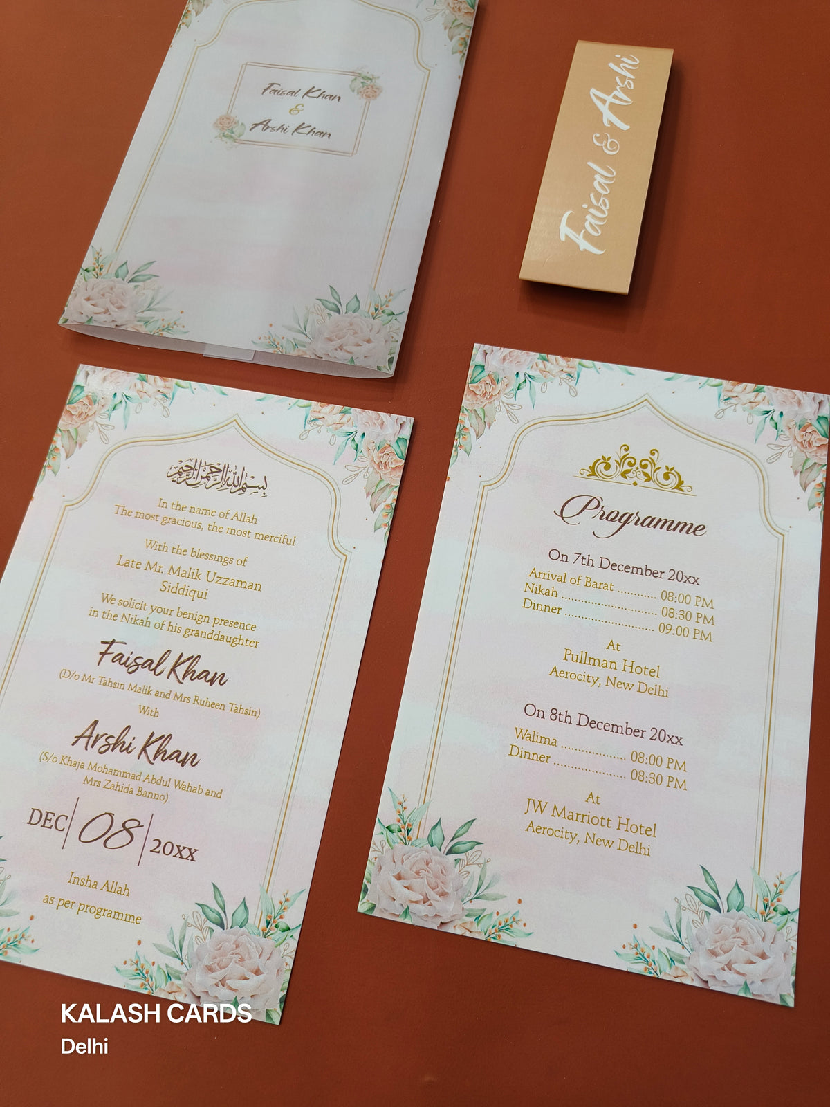 KL2148 Translucent Cover Luxury Wedding Card (2 Page)-Kalash Cards