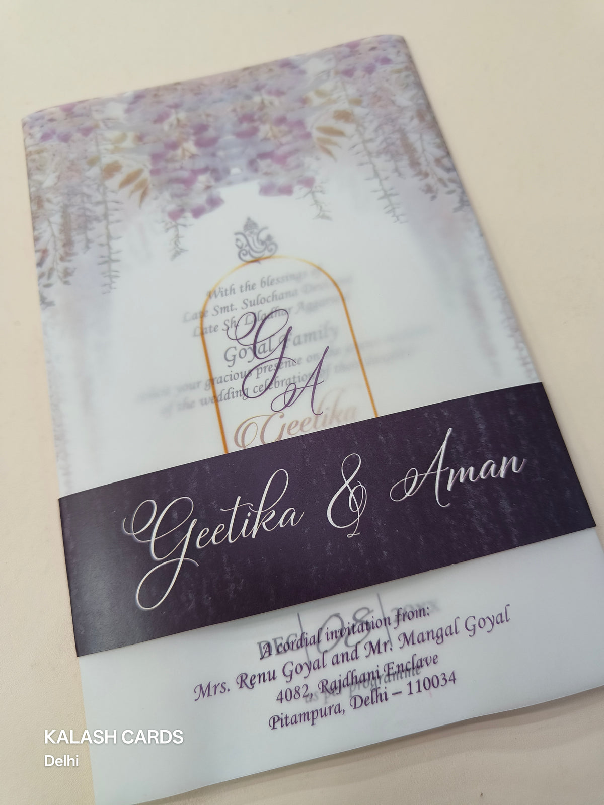 KL2168 Translucent Cover Luxury Wedding Card (2 Page)-Kalash Cards