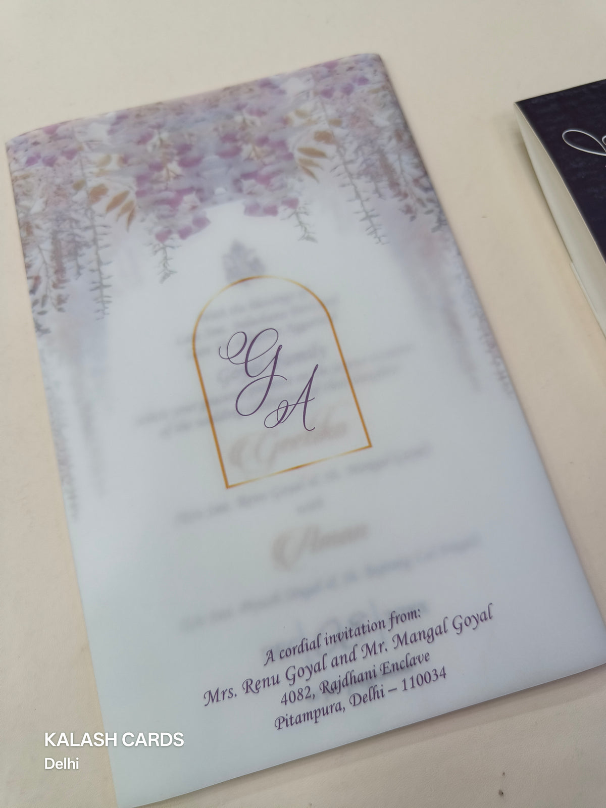 KL2168 Translucent Cover Luxury Wedding Card (2 Page)-Kalash Cards