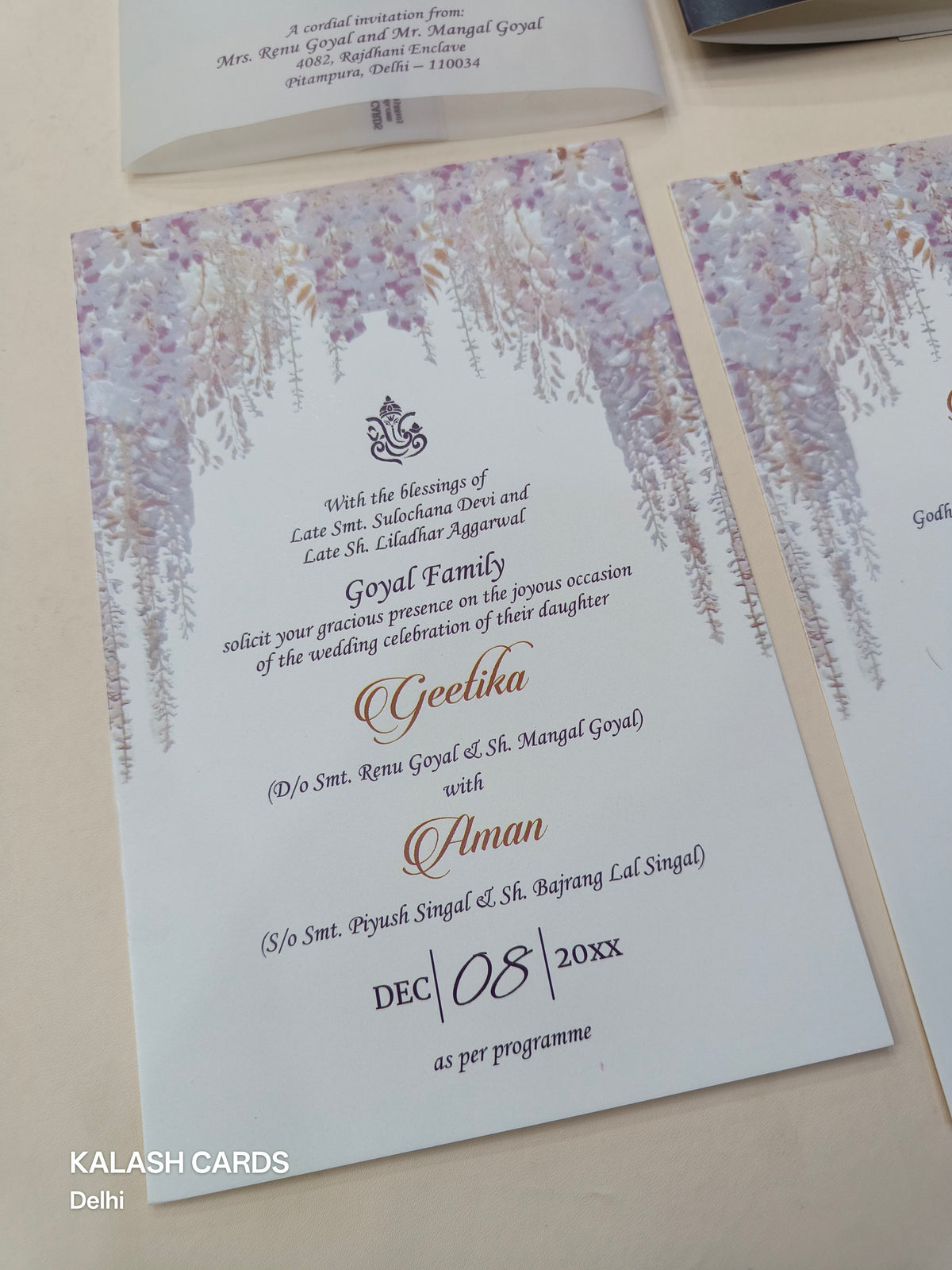 KL2168 Translucent Cover Luxury Wedding Card (2 Page)-Kalash Cards