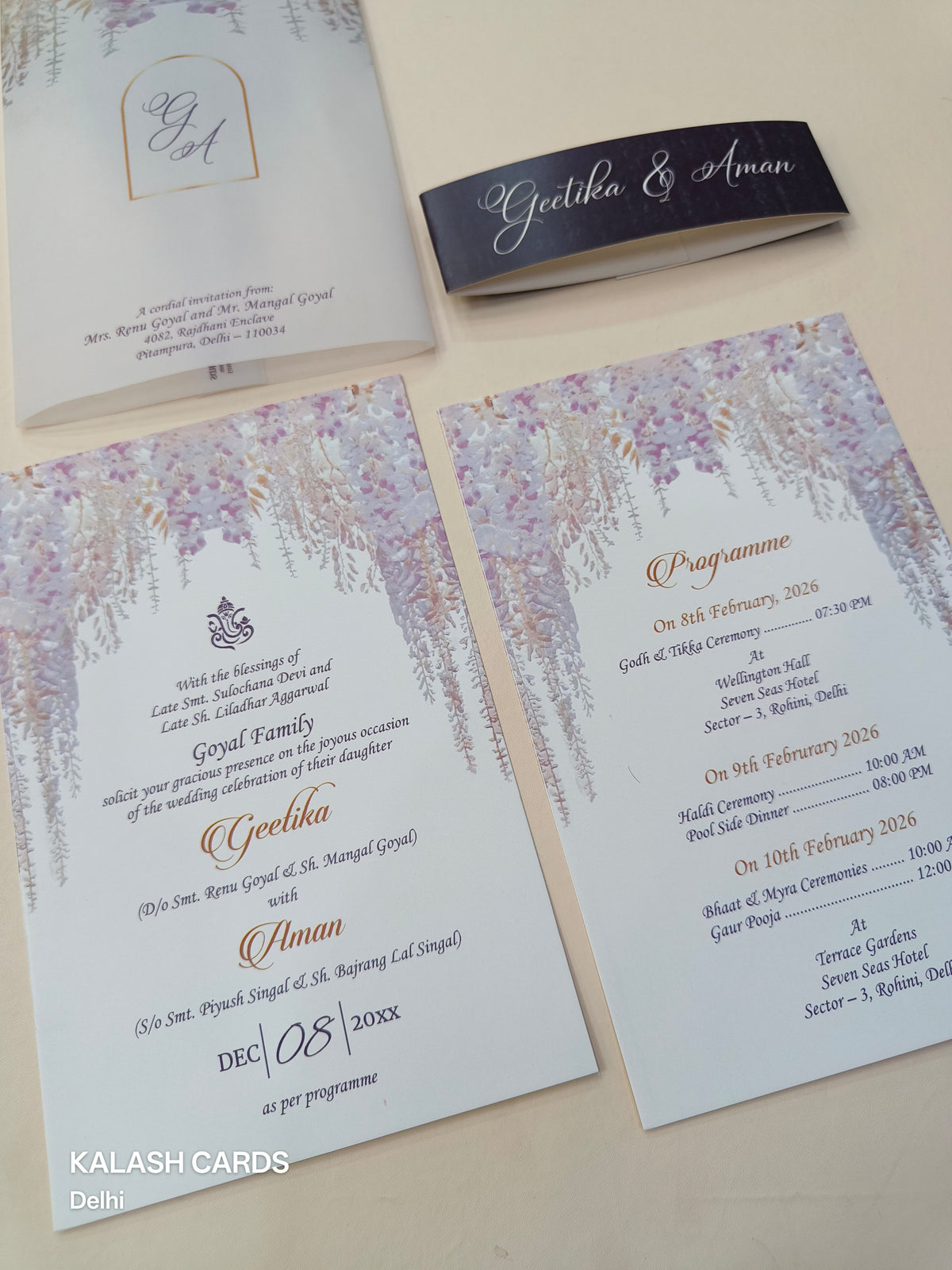 KL2168 Translucent Cover Luxury Wedding Card (2 Page)-Kalash Cards
