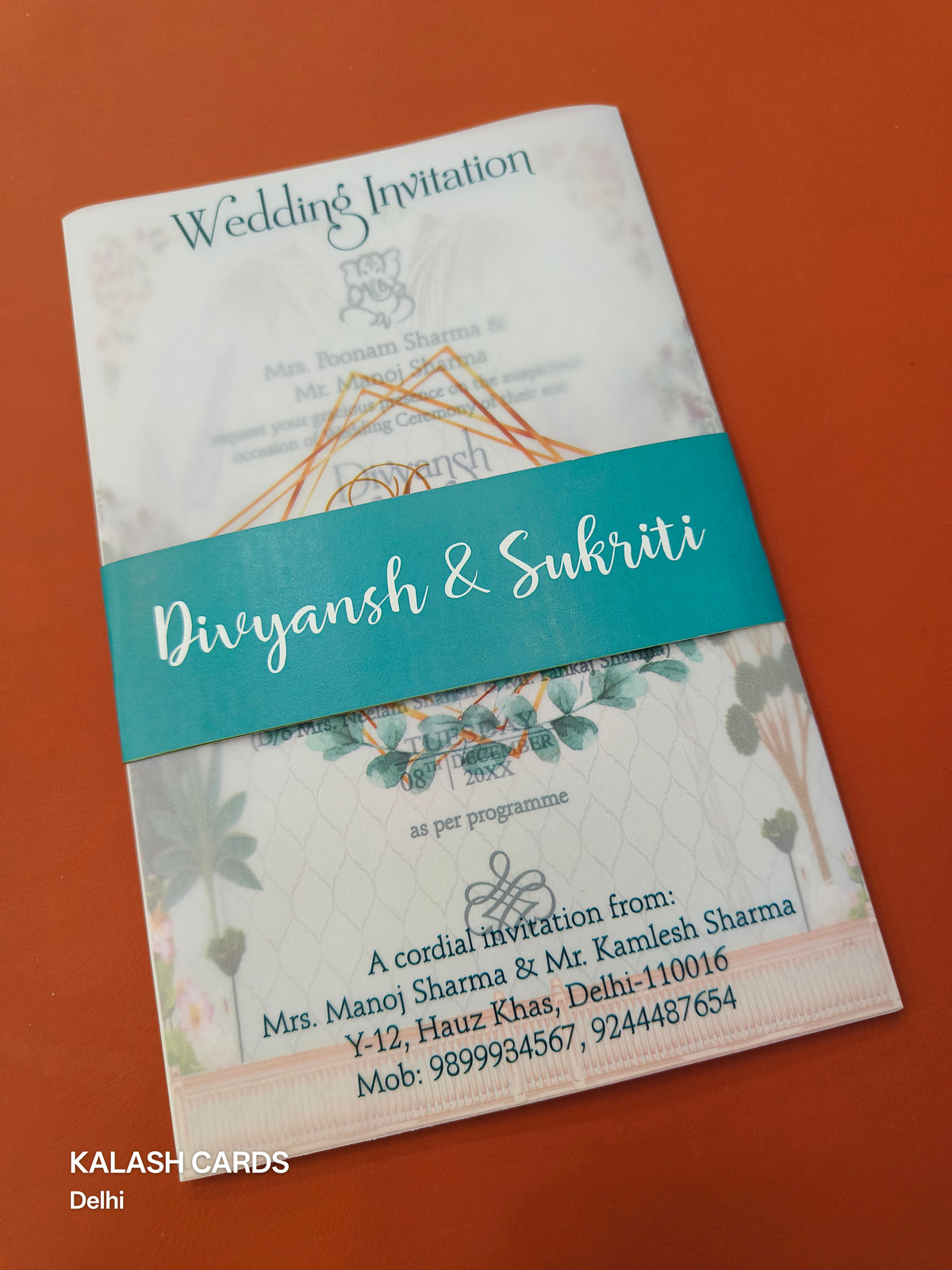 KL2201 Translucent Cover Luxury Wedding Card (2 Page)-Kalash Cards