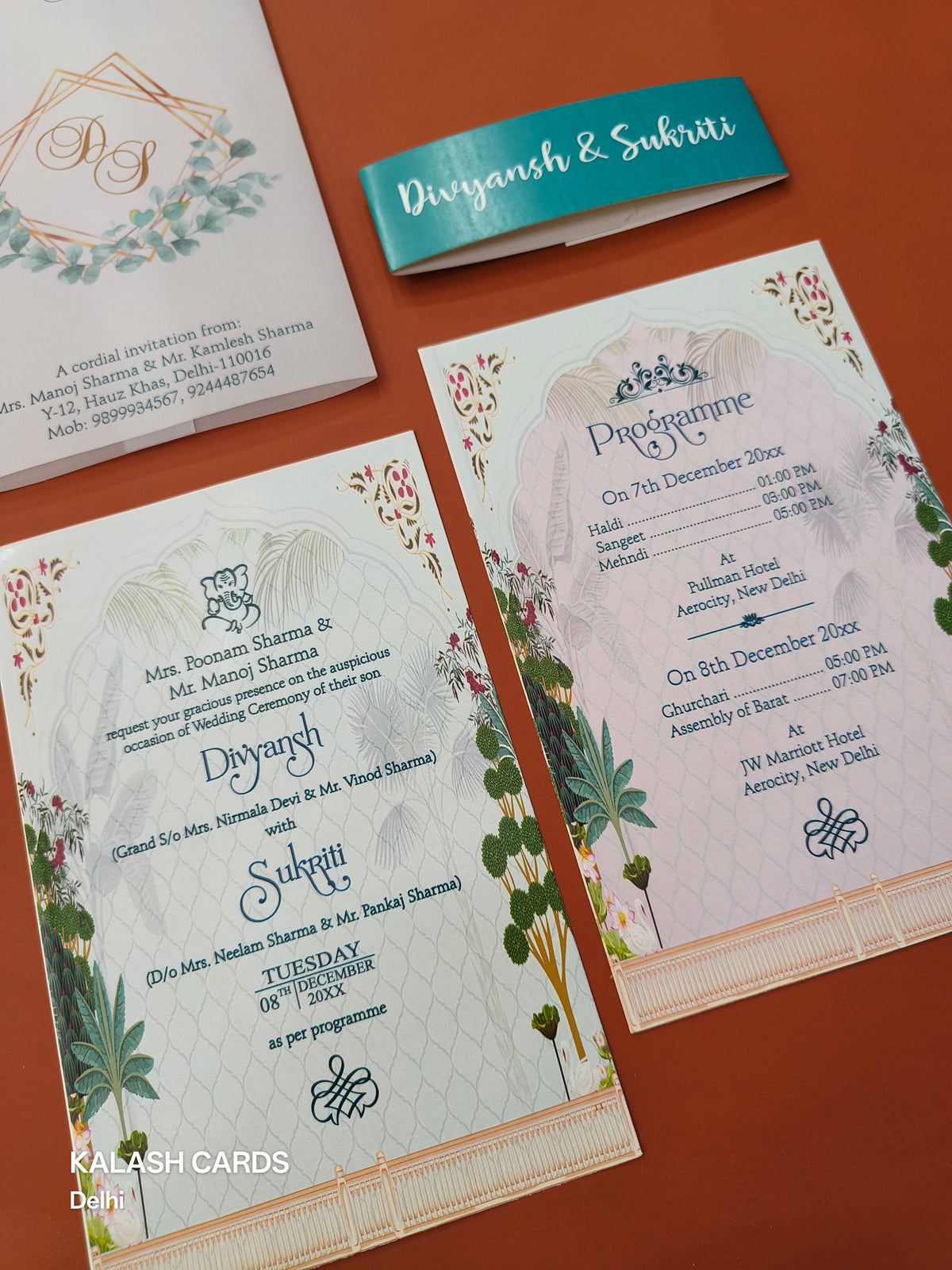 KL2201 Translucent Cover Luxury Wedding Card (2 Page)-Kalash Cards