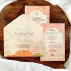 KL2211 Traditional Fort Design Luxury Wedding Invitation Card with 2 Printed Cards and Matching Envelope - Kalash Cards