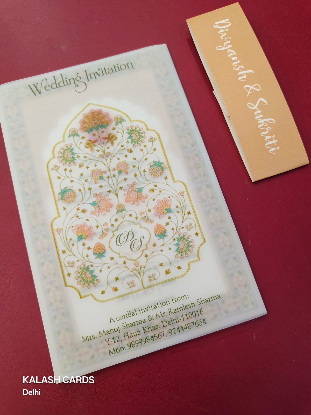 KL2225 Translucent Cover Luxury Wedding Card (2 Page)-Kalash Cards