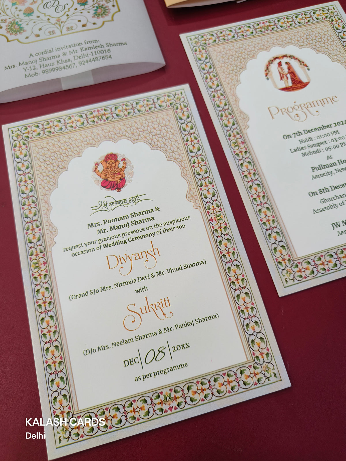 KL2225 Translucent Cover Luxury Wedding Card (2 Page)-Kalash Cards