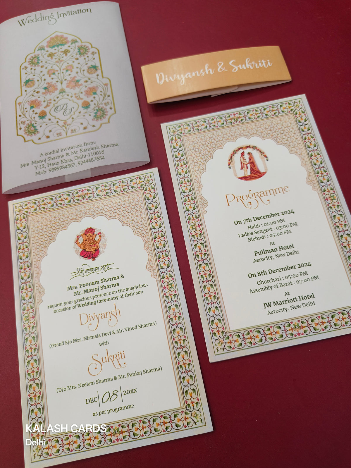 KL2225 Translucent Cover Luxury Wedding Card (2 Page)-Kalash Cards
