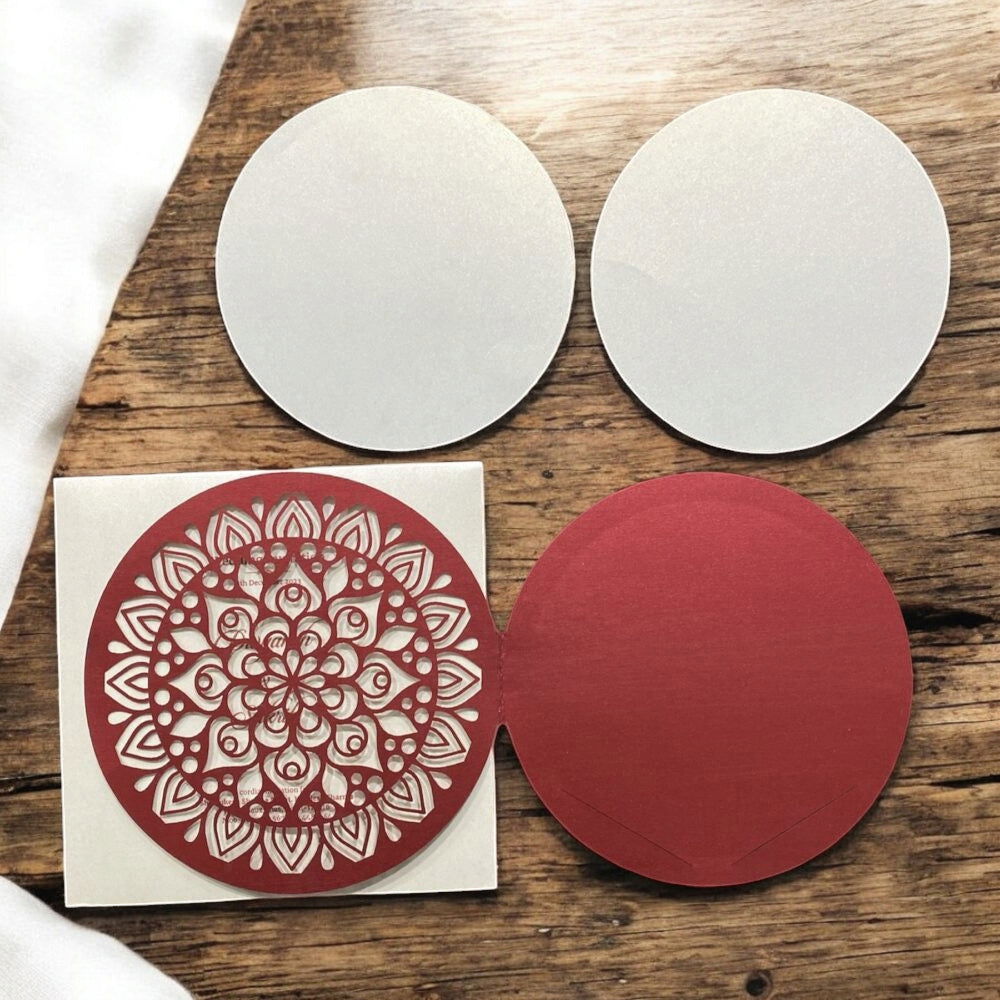 KL8006-1 Laser Cut Paper Wedding Card with 2 Card Inserts and 1 Envelope - Kalash Cards