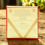 KL9005S1 Velvet Fabric Thick Board Wedding Card with 2 Card Inserts, 1 MDF Carry Bag Style Holder and Acrylic Mirror with Couple Names - Kalash Cards