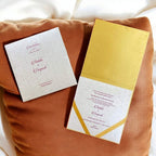 KL9014 Velvet Fabric Thick Luxury Wedding Card with 2 Card Inserts, 1 Envelope and Couple Names Laser - Kalash Cards