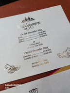 KLB1505 Luxury Velvet Gold Foil Print Hardboard Wedding Card (2 Page)-Kalash Cards