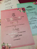 KLB1501 Premium Gold Foil Print Hardboard Wedding Card (2 Page)-Kalash Cards