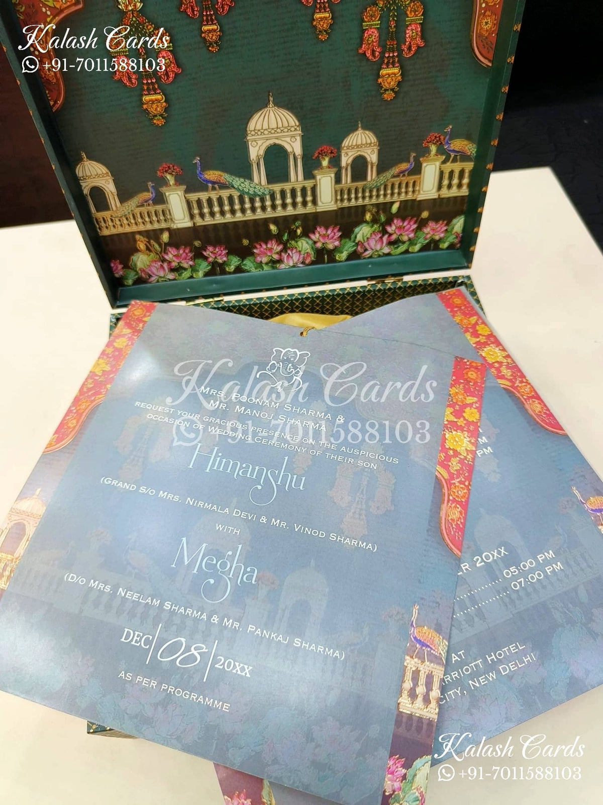 KL9001 Royal Arch Design MDF Luxury Gift Box with 2 Printed Cards (4 Jars 200gm each approx)-Kalash Cards