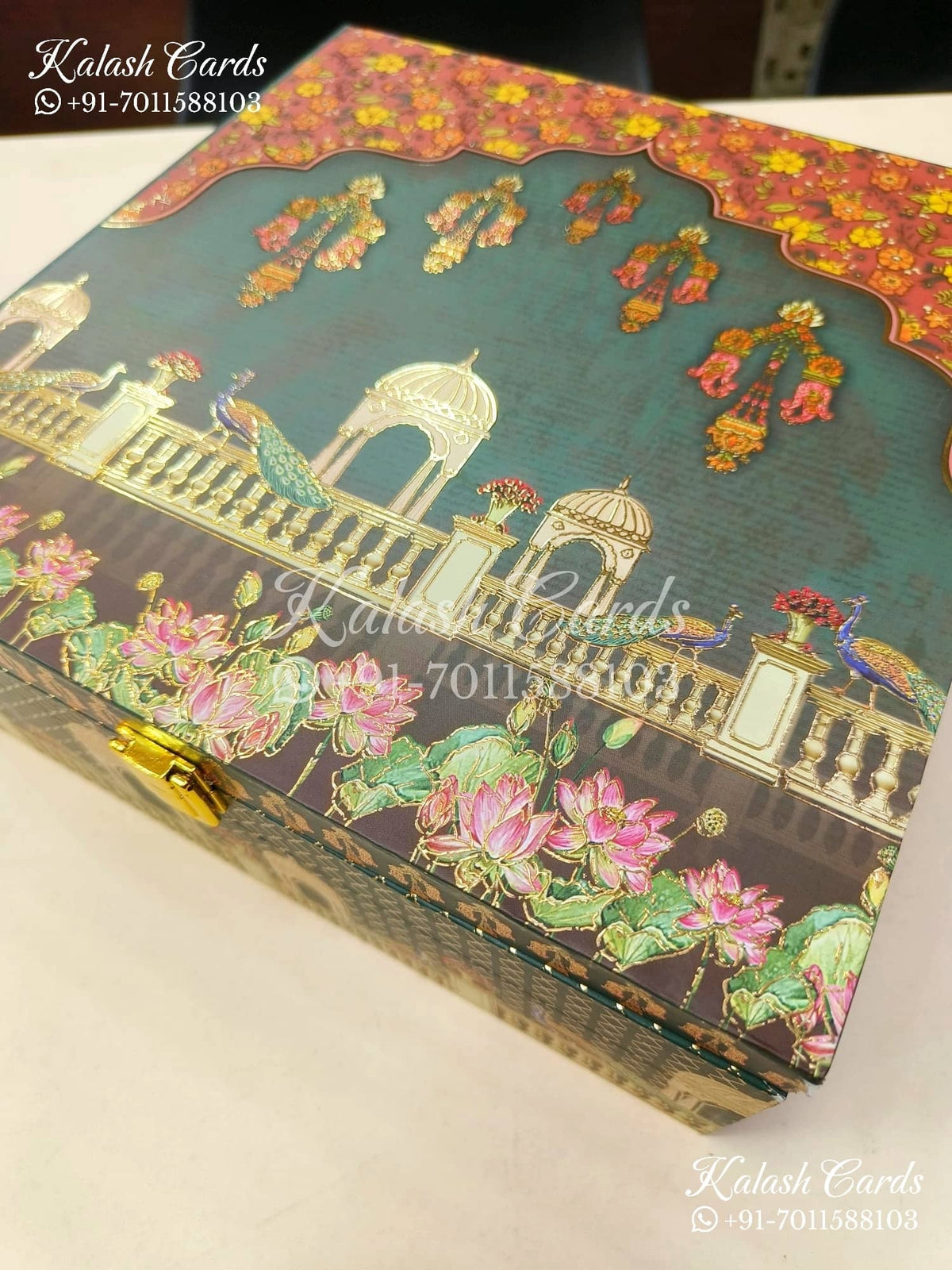 KL9001 Royal Arch Design MDF Luxury Gift Box with 2 Printed Cards (4 Jars 200gm each approx)-Kalash Cards