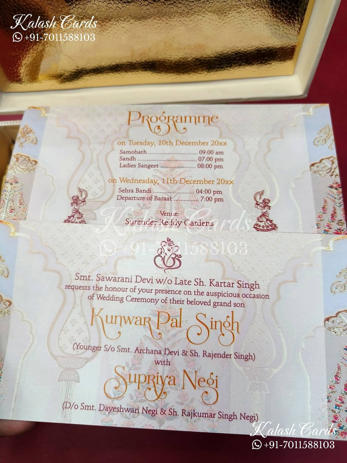 KL9013 Floral Design MDF Luxury Gift Box with 2 Printed Cards (2 Jars 200gm each approx)-Kalash Cards