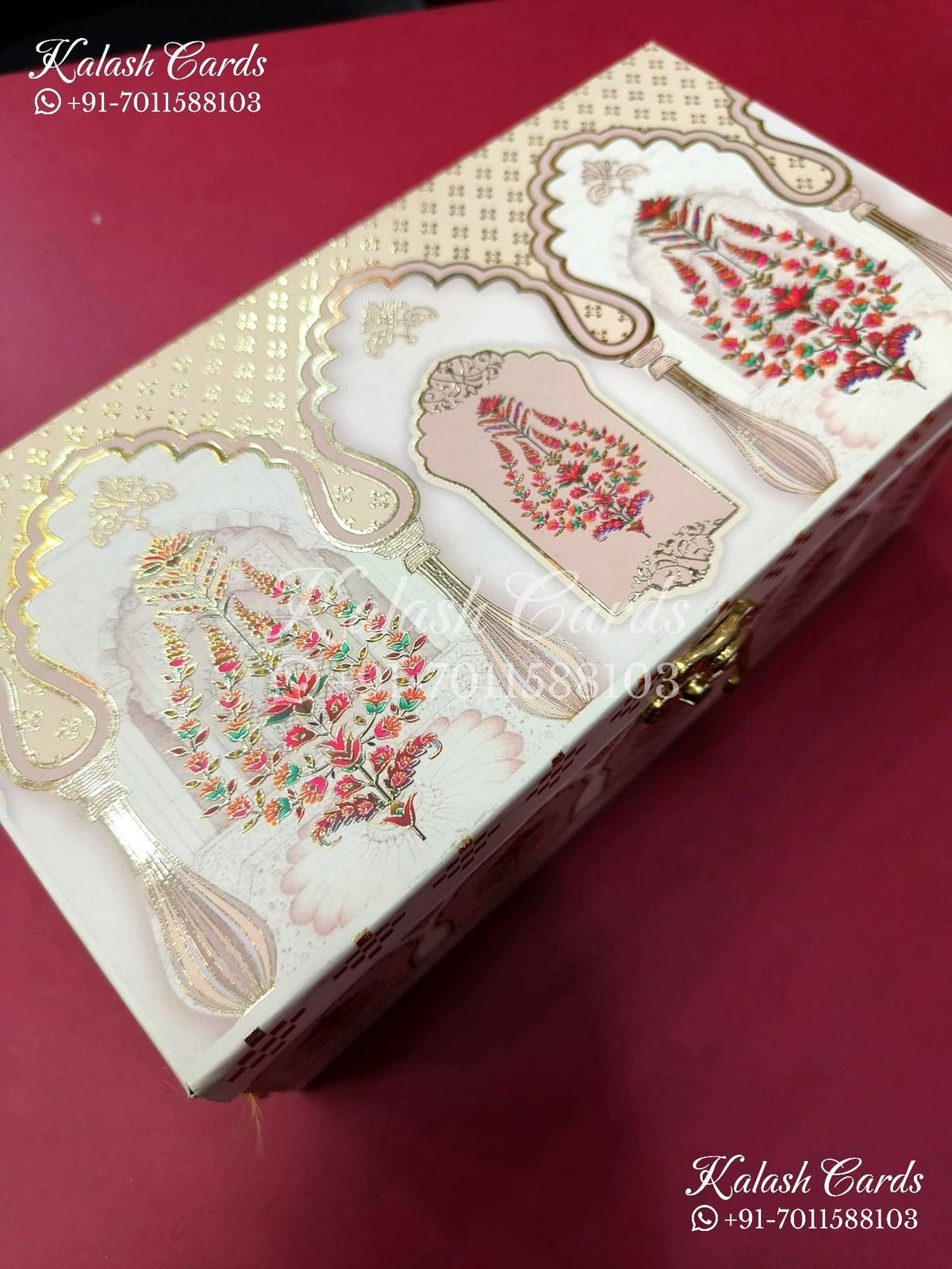 KL9013 Floral Design MDF Luxury Gift Box with 2 Printed Cards (2 Jars 200gm each approx)-Kalash Cards