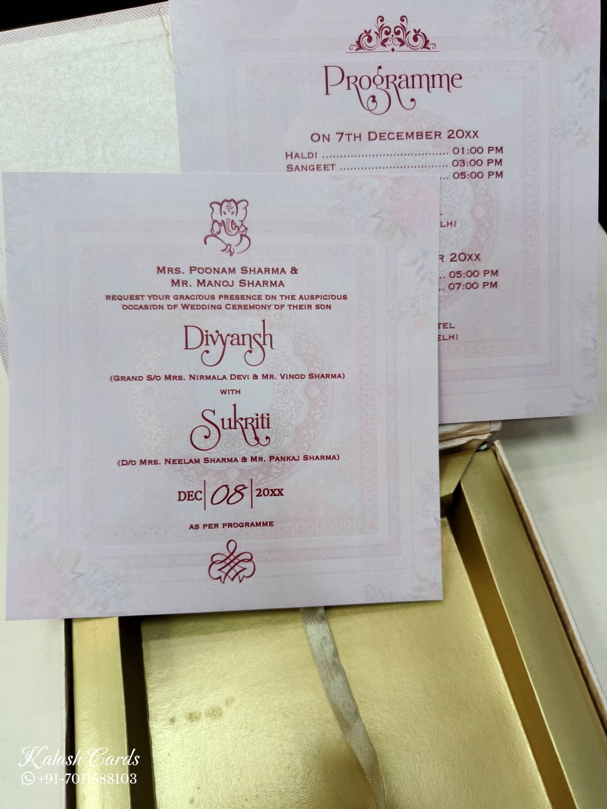 KL9045 Floral Design Cardboard Gift Box with 2 Printed Cards & Cavity-Kalash Cards