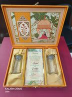 KL9058 Royal Elephant Design Luxury Gift Box with 2 Printed Page Cards (2 Jars)-Kalash Cards