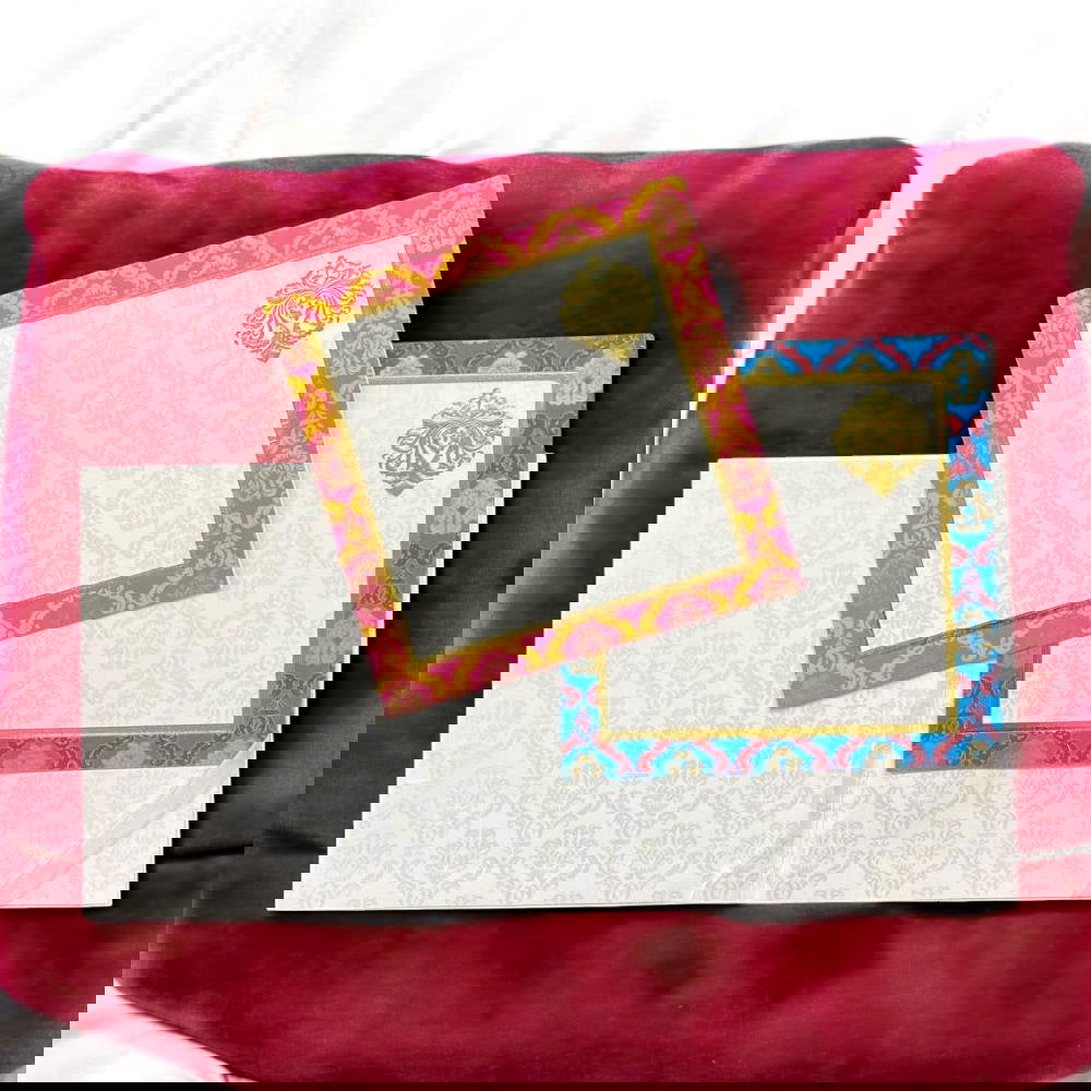 KL01001S1 Elegant Traditional Design Hardbound Padding Thick Wedding Card with 2 Inserts and Envelope - Kalash Cards