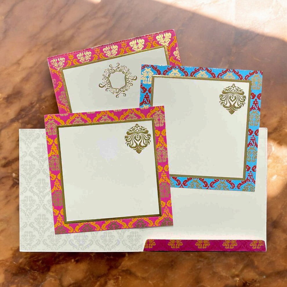 KL01001S2 Traditional Design Paper Wedding Card with 2 Inserts and Envelope - Kalash Cards