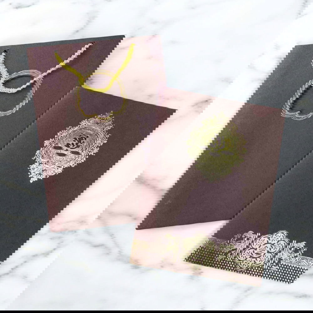 KL010032 Ganesha Design Carry Bag Paper Wedding Card with 2 Inserts - Kalash Cards