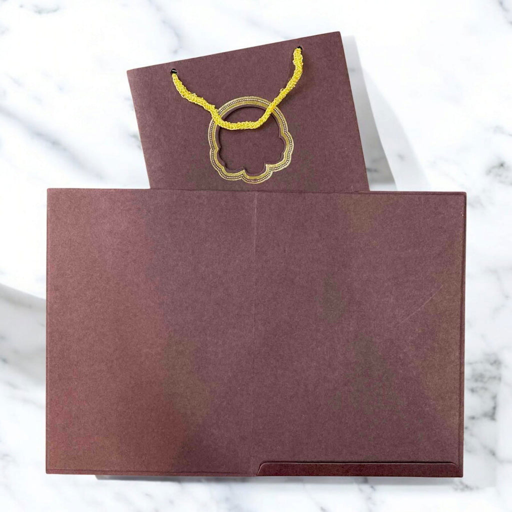 KL010032 Ganesha Design Carry Bag Paper Wedding Card with 2 Inserts - Kalash Cards