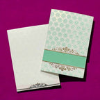 KL010093 Floral Design Semi Box Paper Wedding Card with 2 Inserts and Envelope - Kalash Cards