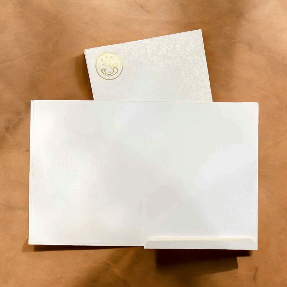 KL0137 Hindu Ganesh Design Laser Cut Paper Wedding Card with 2 Inserts and Envelope - Kalash Cards
