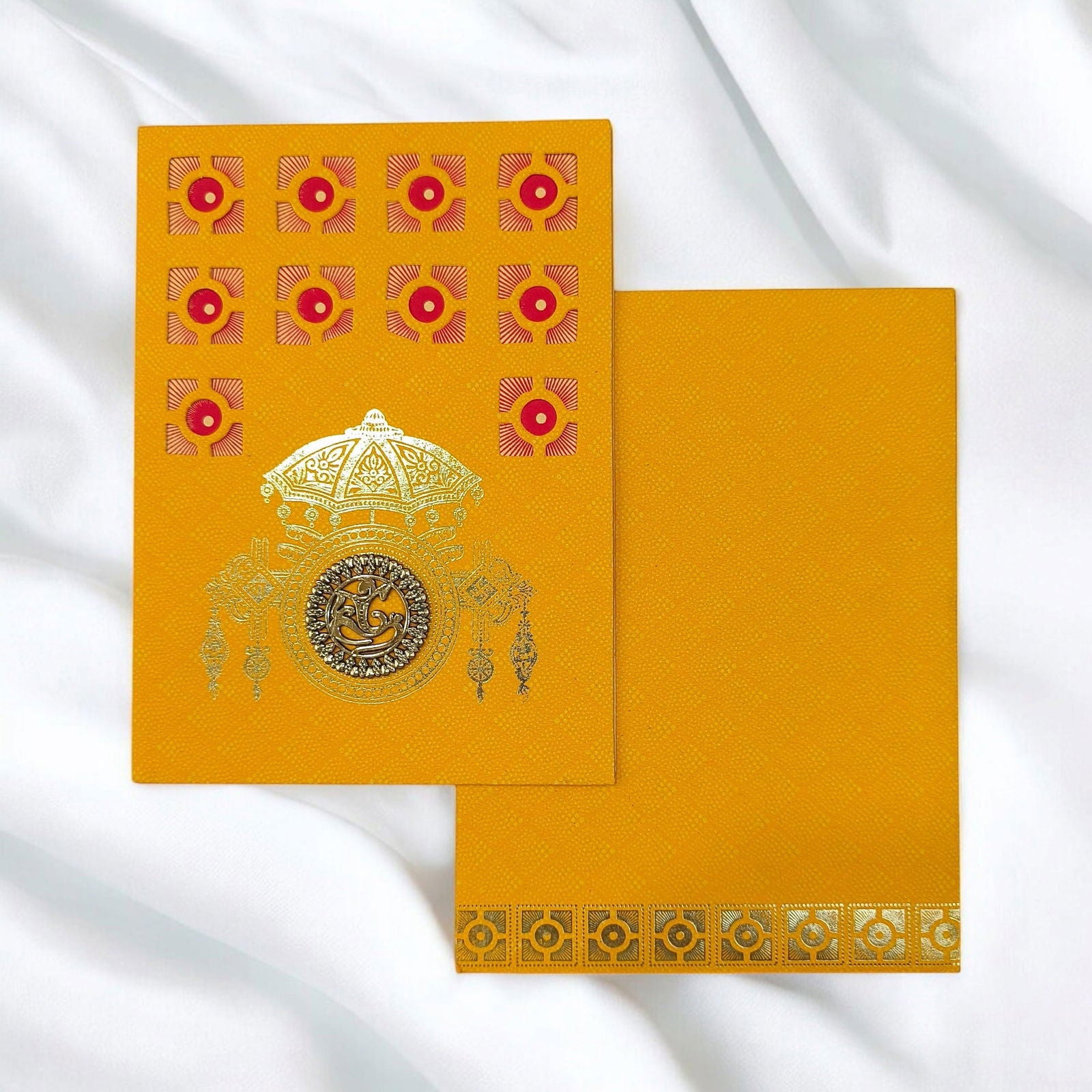 KL0140 Shree Umbrella Design Laser Cut Paper Wedding Card with 2 Inserts and Envelope - Kalash Cards